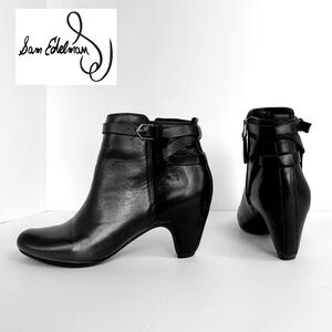 _ Sam Edelman black leather heeled ankle boots - size 7
